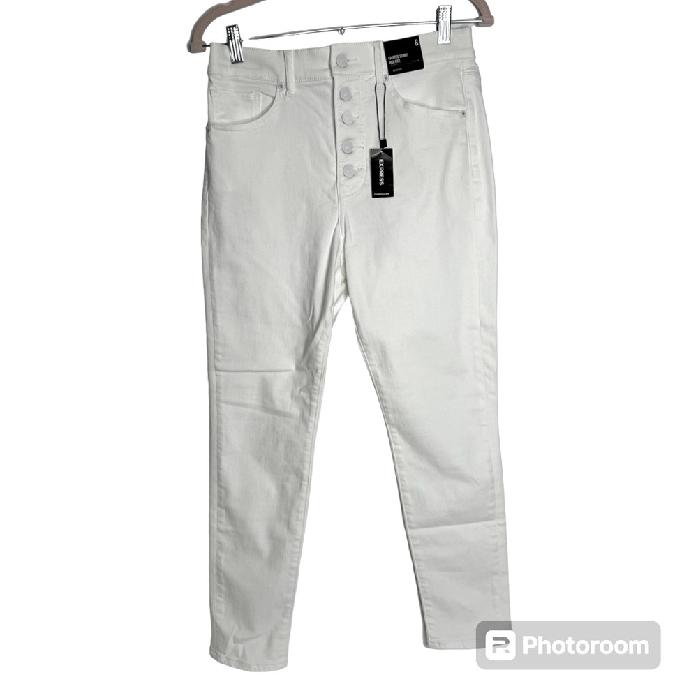 Express Supersoft White Cropped Skinny High Rise Denim Pants Size 8 NWT